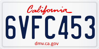 CA license plate 6VFC453