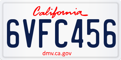 CA license plate 6VFC456