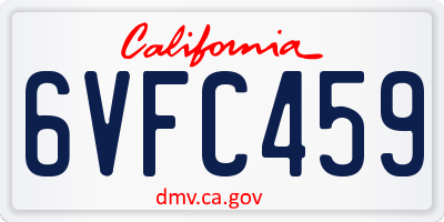 CA license plate 6VFC459