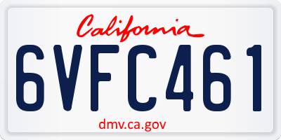 CA license plate 6VFC461
