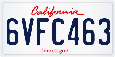 CA license plate 6VFC463