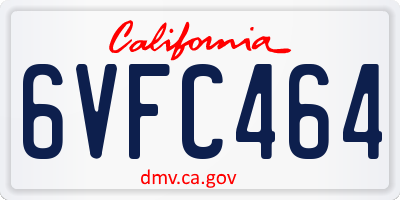 CA license plate 6VFC464