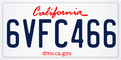 CA license plate 6VFC466