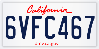 CA license plate 6VFC467