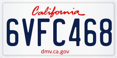 CA license plate 6VFC468