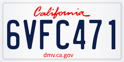 CA license plate 6VFC471