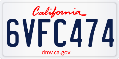 CA license plate 6VFC474