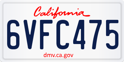 CA license plate 6VFC475