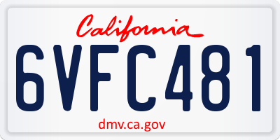 CA license plate 6VFC481