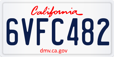 CA license plate 6VFC482