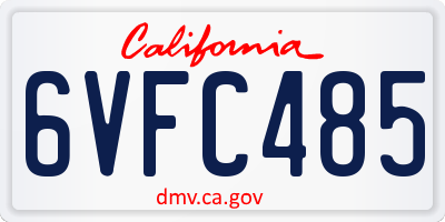 CA license plate 6VFC485