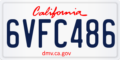 CA license plate 6VFC486