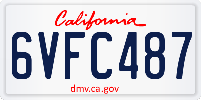 CA license plate 6VFC487