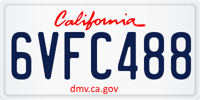 CA license plate 6VFC488