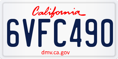CA license plate 6VFC490