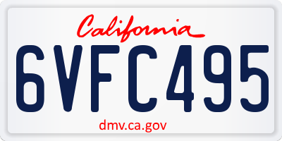 CA license plate 6VFC495
