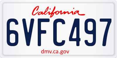CA license plate 6VFC497
