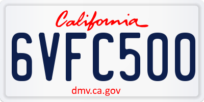 CA license plate 6VFC500