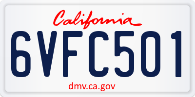 CA license plate 6VFC501