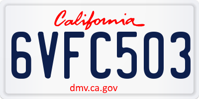 CA license plate 6VFC503