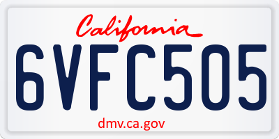 CA license plate 6VFC505