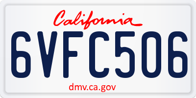 CA license plate 6VFC506