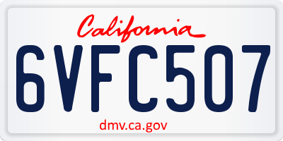 CA license plate 6VFC507