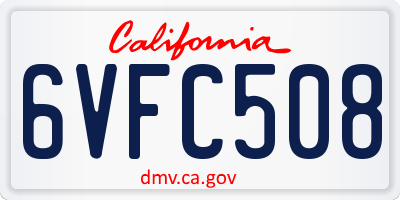 CA license plate 6VFC508