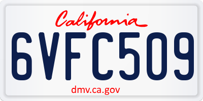 CA license plate 6VFC509