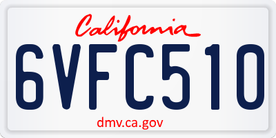 CA license plate 6VFC510