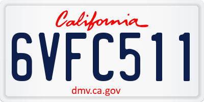 CA license plate 6VFC511