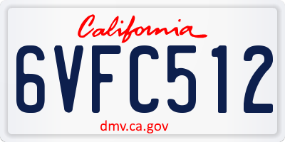 CA license plate 6VFC512
