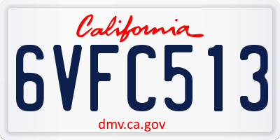 CA license plate 6VFC513