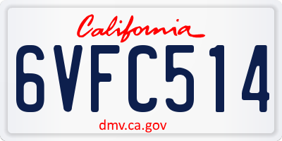 CA license plate 6VFC514