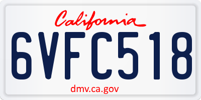 CA license plate 6VFC518