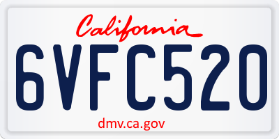 CA license plate 6VFC520