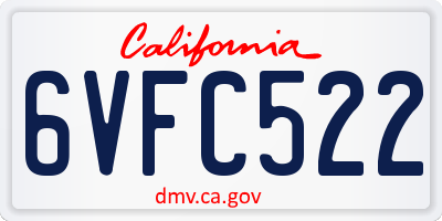 CA license plate 6VFC522