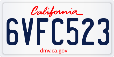 CA license plate 6VFC523