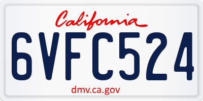 CA license plate 6VFC524