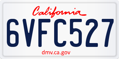 CA license plate 6VFC527