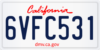 CA license plate 6VFC531