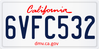 CA license plate 6VFC532