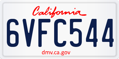 CA license plate 6VFC544