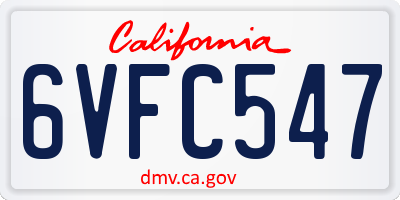 CA license plate 6VFC547