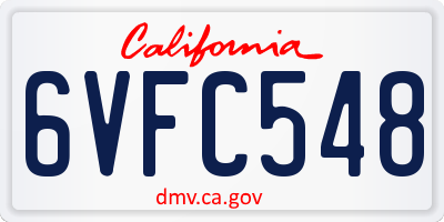 CA license plate 6VFC548