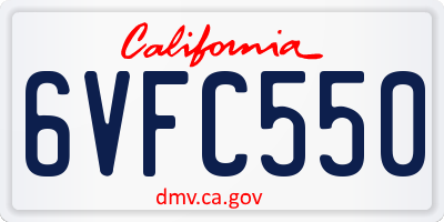 CA license plate 6VFC550