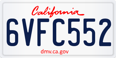 CA license plate 6VFC552