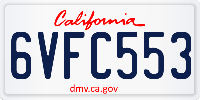 CA license plate 6VFC553