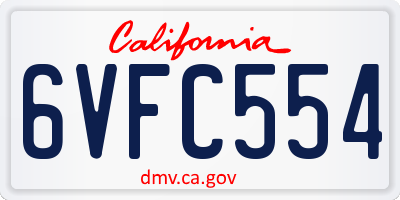 CA license plate 6VFC554
