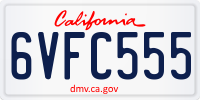 CA license plate 6VFC555